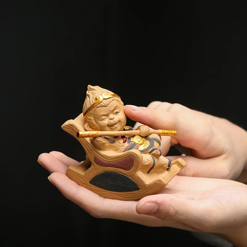 Zen Feng Shui чайная Обезьяна Король украшения для автомобиля фиолетовая глина ручная
