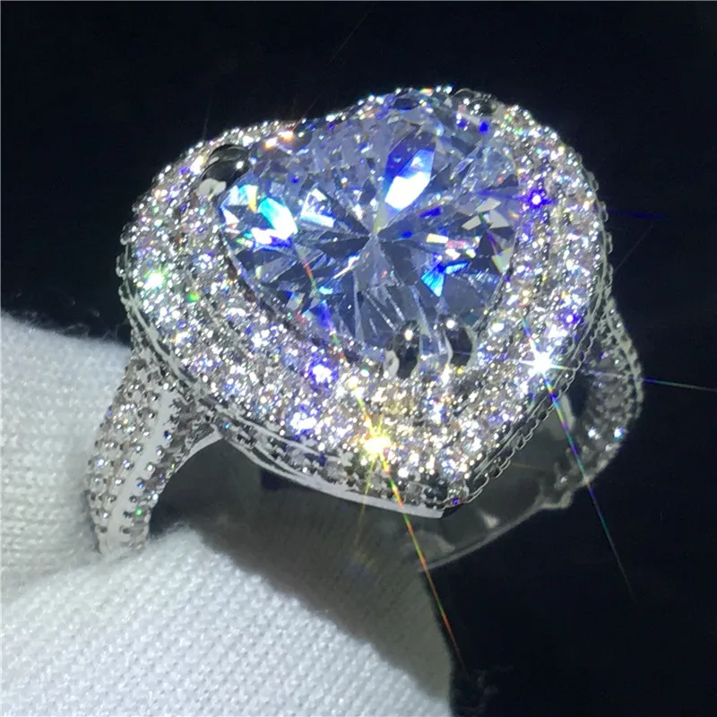 Роскошное кольцо обещания в форме сердца серебряного цвета 5ct AAAAA Cz Камень