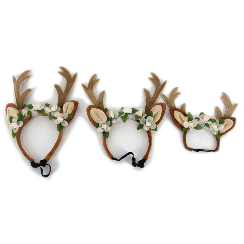 Рождественская повязка на голову оленьи рога для кошек собак Аксессуары