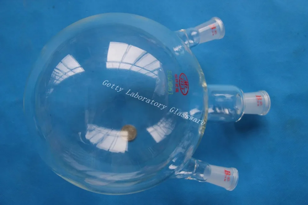 5L 3-neck Round bottom flask 5000ml Joint 24/40 heavy wall (Lab instrument) | Канцтовары для офиса и дома