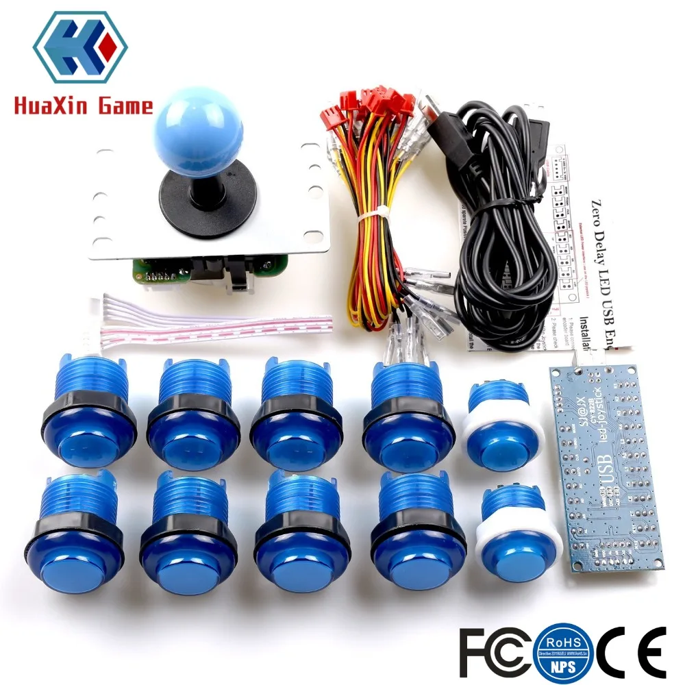 2 игрока LED аркадная игра DIY Kit USB энкодер + ДЖОЙСТИК (4/8 способ) светодиодная кнопка