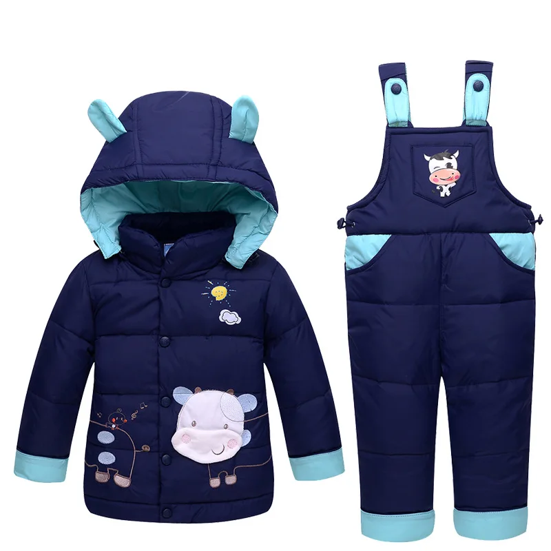 2018 новая зимняя детская куртка на утином пуху комплект со штанами курткой одежда