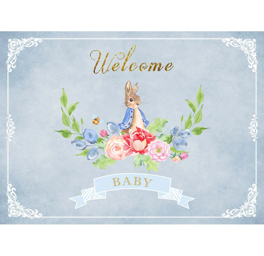 

PA-003 Elegant Cute Welcome Baby Newborn Children Photo Background Happy Birthday Wash Shower Photography Backdrops