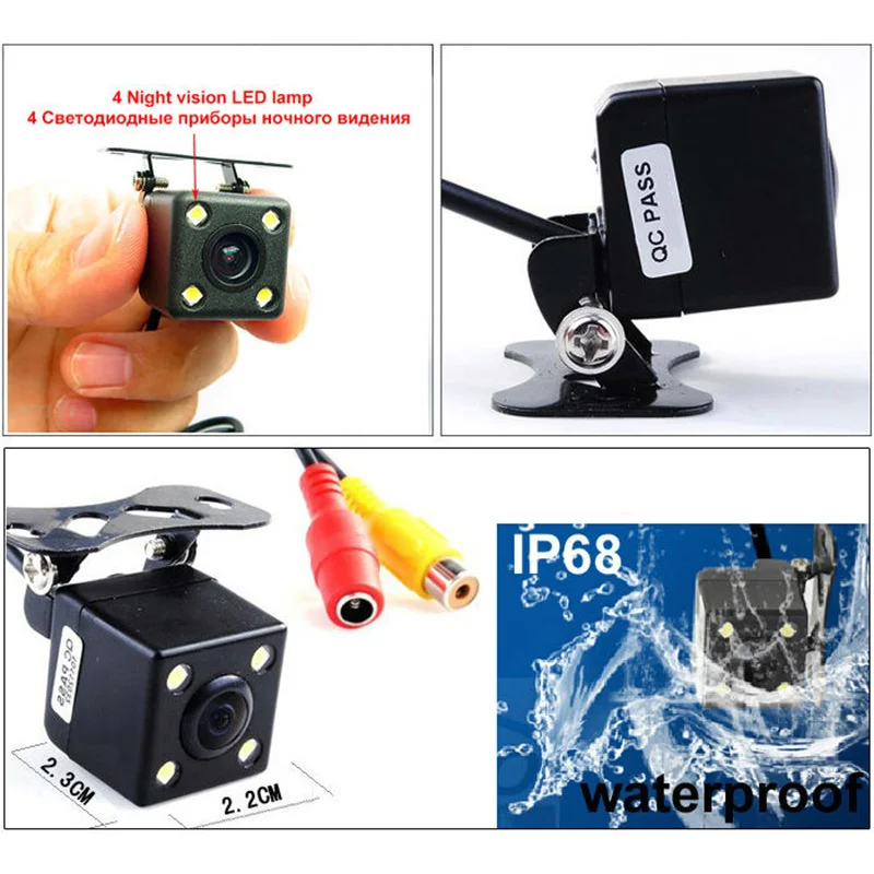 Auto Parking Assistance HD Night Vision Car Rear View Camera with 4 LED Lights Backup Reverse Front Dropshipping | Автомобили и