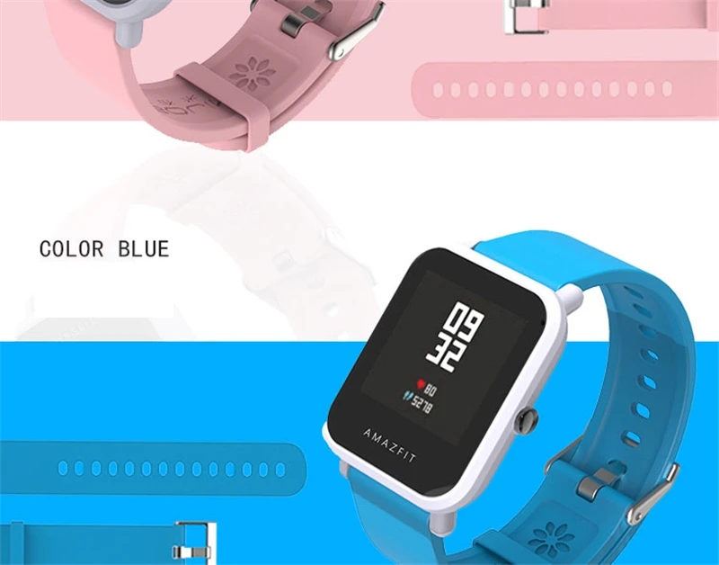 20 мм ремешок для Amazfit Bip/Lite Молодежная версия Smartwatch Замена для мужчин t силиконовый ремешок для мужчин женщин черный синий зеленый белый красный розовый