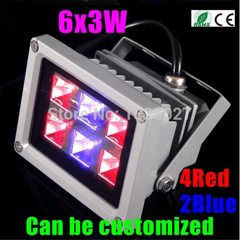 18 Вт 6X3W 4Red:2 синий светодиодный прожектор для выращивания растений в помещении