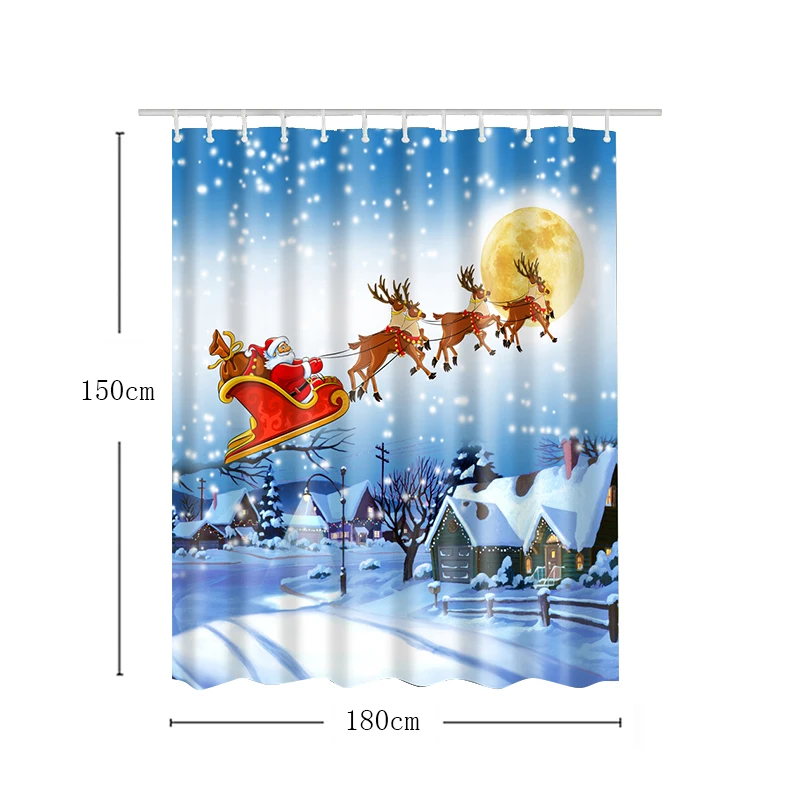 1 шт. рождественские занавески для ванной комнаты с буквенным принтом новогодние