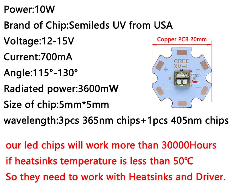 10 Вт 5050 полу светодиодный s светодиодный УФ Фиолетовый 365nm 405nm светильник Диод+ 10 Вт светодиодный фосфорный светильник ing/UV очиститель воздуха/бактерицидный