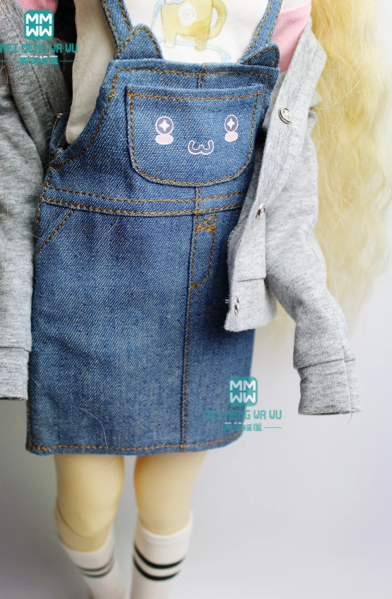 Одежда для куклы 1/3 BJD модное джинсовое платье с мультяшным котом|Куклы| |