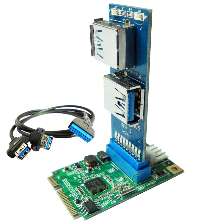 Переходник Mini PCI epress на 2 порта USB 3 0 мини PCIe 19Pin разъем двойной USB3.0 spiltter adapter +