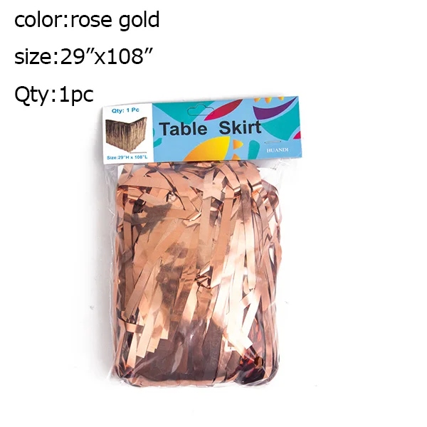 rose gold 1 шт. 29*108 дюймов Розовая Золотая мишура настольная юбка металлическая бахрома из фольги стол занавеска гирлянды с кисточками Свадьба День рождения душ Декор - Цвет: rose gold