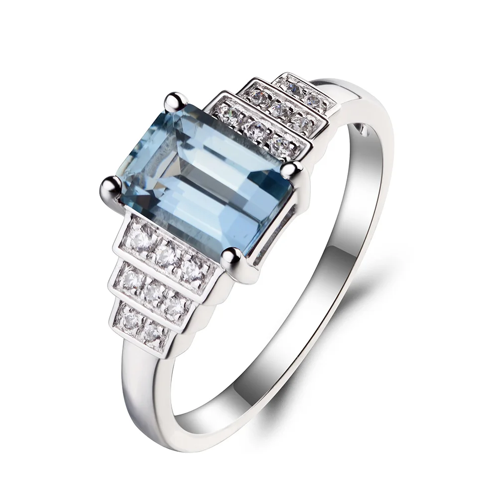 Женское кольцо из серебра 925 пробы с изумрудом|925 sterling gemstone rings|gemstone jewelrynatural aquamarine