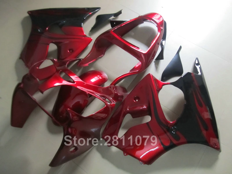 Литьевой формованный обтекатель набор для Kawasaki Ninja ZX6R 00 01 02 винно красный черный