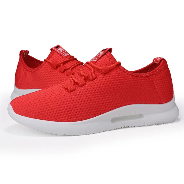 Red Новые дезодорирующие дышащие сетчатые мужские повседневные туфли, Корейская версия обуви, мужские белые мужские кроссовки, красная обувь на шнуровке - Цвет: Red