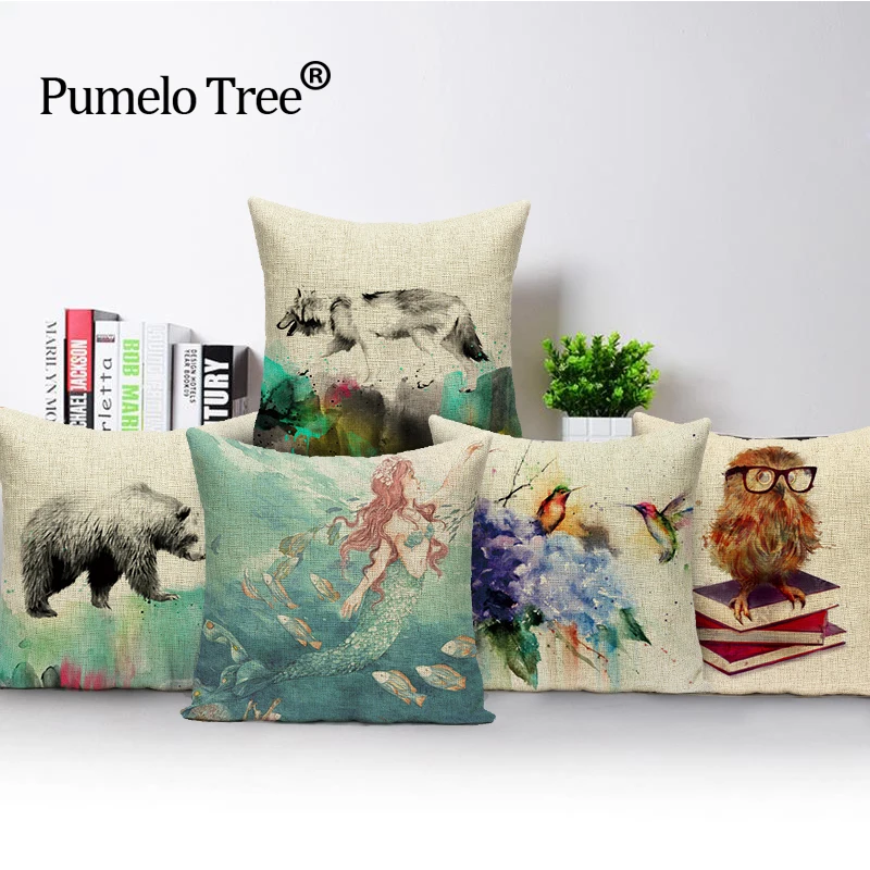 Сова накидки на подушки с модным животным красочные олень волк медведь