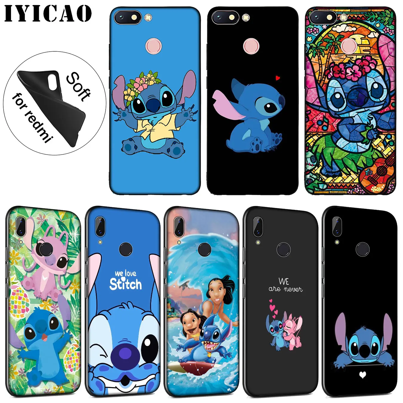 IYICAO Cute Lilo Stitch Cartoon Soft Silicone Phone Case for Xiaomi Redmi K30 K20 8A 7A 6A 5A S2 GO Note 8 8T 7 5 6 Pro |
