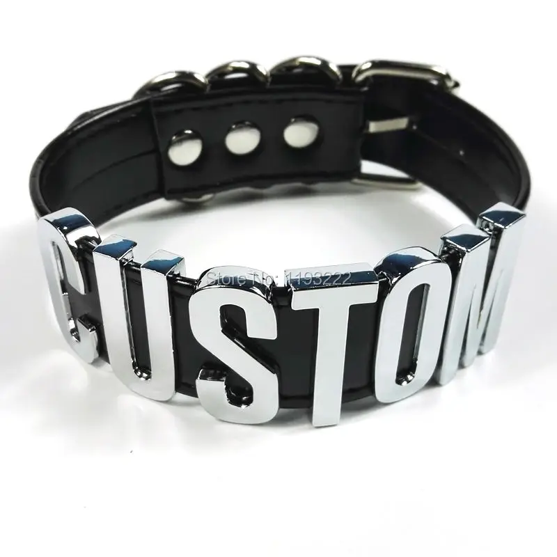 100% чокер ручной работы 35 мм Высокий воротник с надписью и именем выбирайте свое