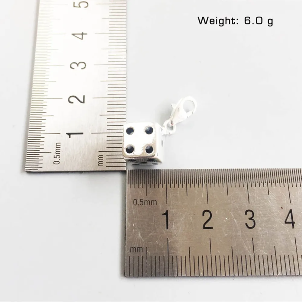 Серебряный Lucky Dice талисманы Подвески Fit Браслет для колье и сумки мода 2019 г. DIY Шарм