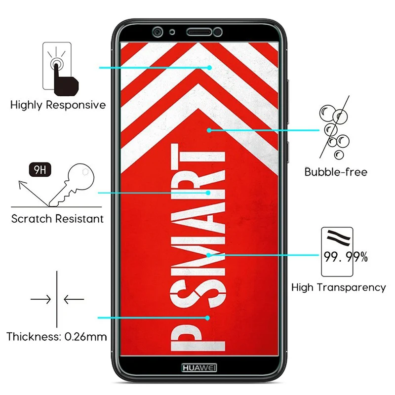Защитное стекло закаленное 9H для Huawei Y5 Y6 2017 P10 P20 Lite Honor 8 6C Pro Nova P Smart 9 GX8 | Мобильные