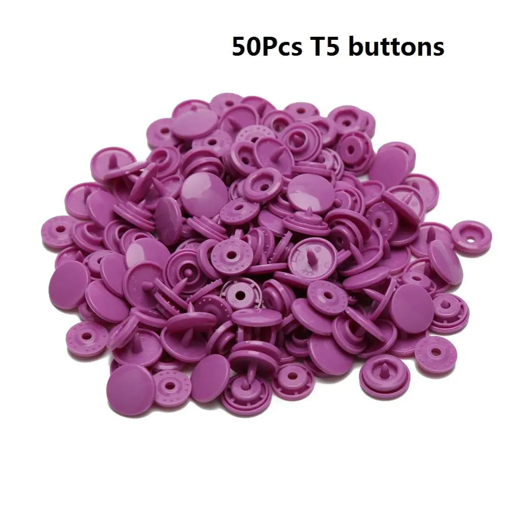 50Pcs T5 buttons Крепежные плоскогубцы, кнопка KAM T5, пластиковая смола, пресс-шпилька, тканевая кнопка, u-образный пресс, швейные инструменты - Цвет: 50Pcs T5 buttons