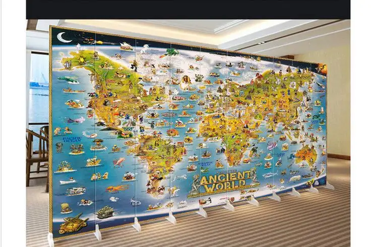Пользовательские фото обои 3d настенные фрески 3D Животные карта мира фон бумаги