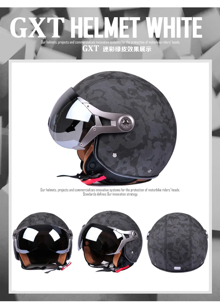 GXT мотоциклетные винтажные шлемы ретро Половина лица Casco мотокросс шлем скутер casco motocicleta кожаный шлем для Harley