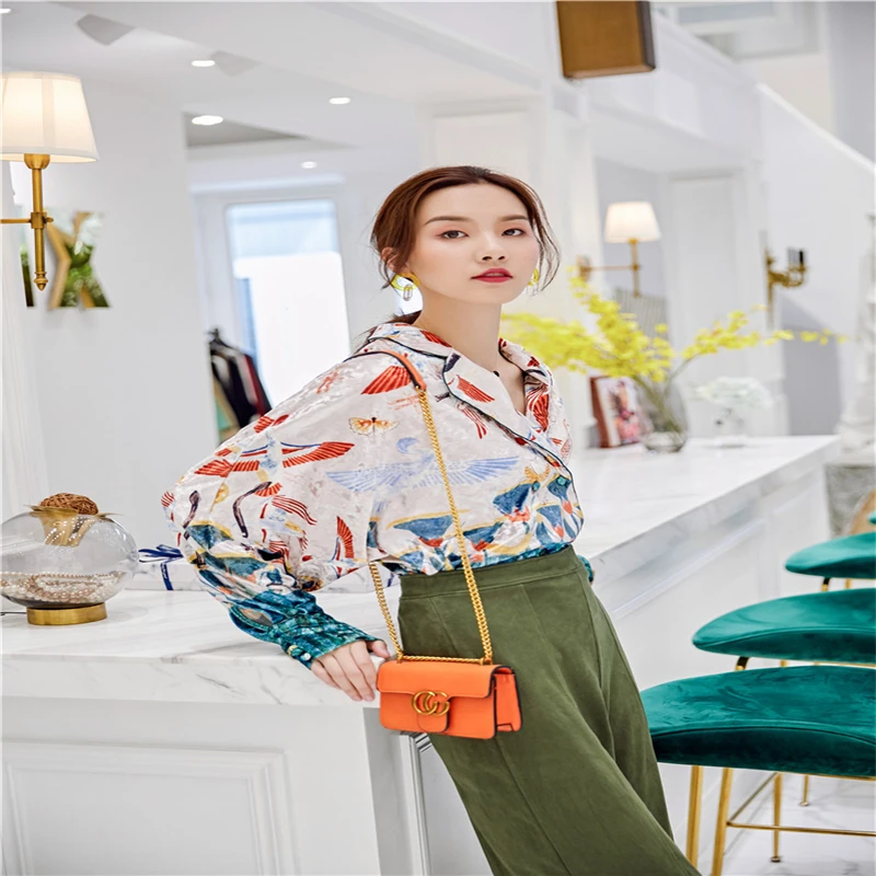 Женская блузка на пуговицах HziriP повседневная Элегантная с длинными рукавами и