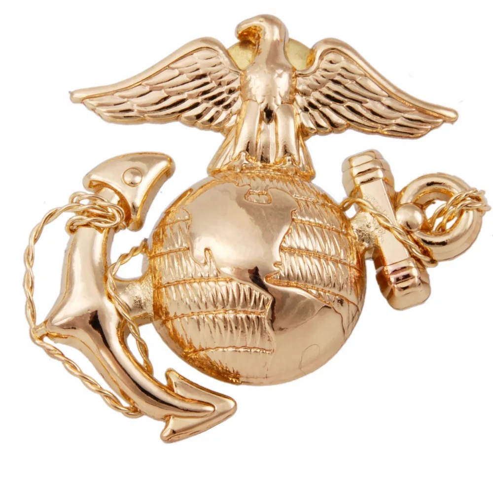 

WWII USMC OFFICER EGA BARRACKS METAL HAT BADGE GOLD
