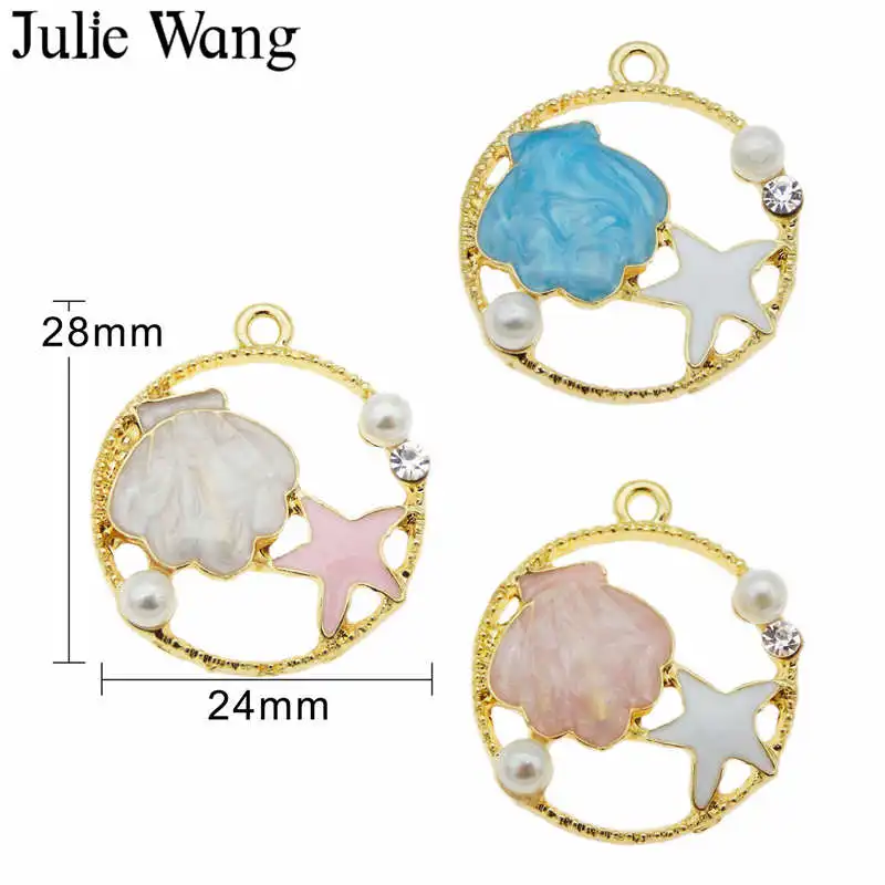 Julie Wang 3 шт. эмалированная ракушка морская звезда амулеты Мужская жемчужина