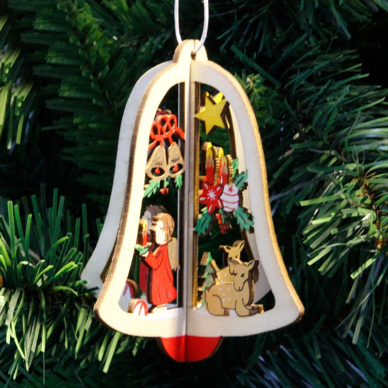 Navidad 1 шт. новые украшения для рождественской елки, подвесные украшения для дома, вечерние 3D Подвески, деревянные подвески, цветные украшения