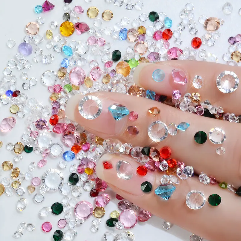 

10g nail art rhinestones mixed size transparent crystal drill water drop horse eye round AB diamond nail art decoration MZ133