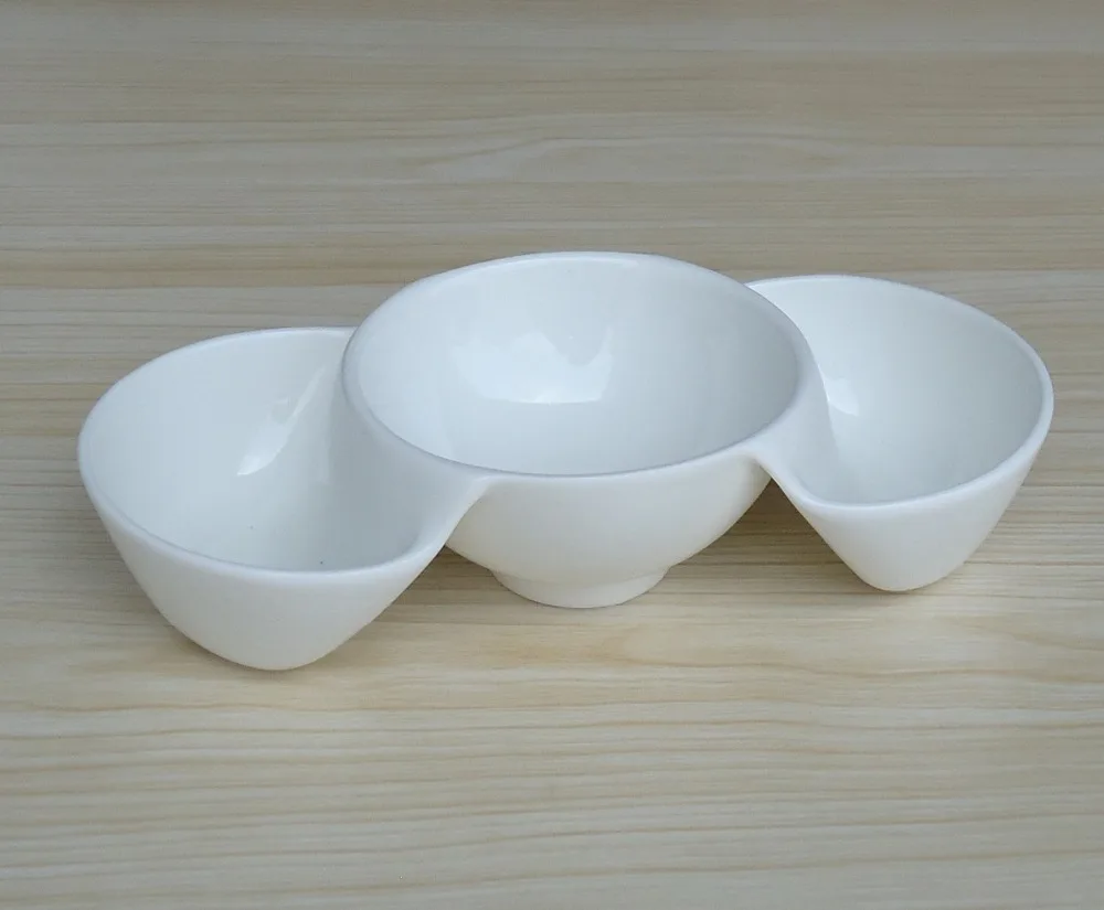 ceramic 3 component bowl snack nut Melon seeds Chip and Dip | Дом и сад
