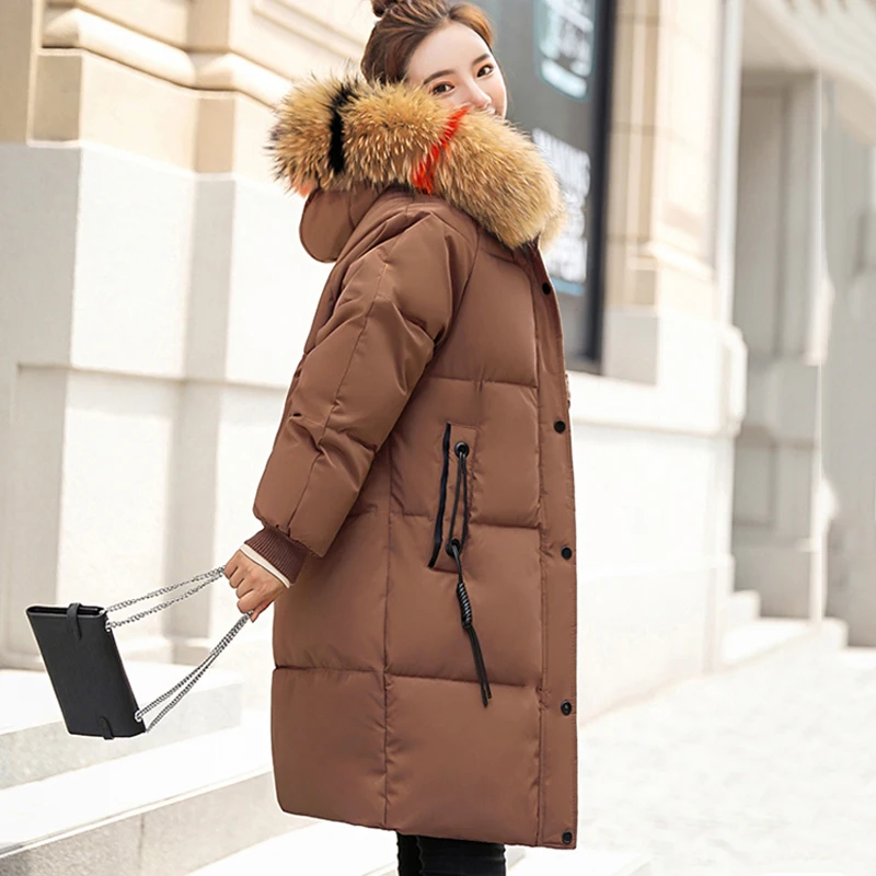 Однобортные женские зимние куртки с капюшоном теплое плотное Женское пальто