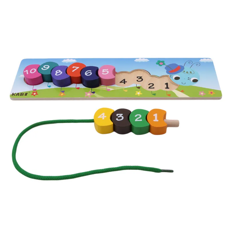 10 шт./партия красочные деревянные цифровые плетеные бисерные игрушки Дети