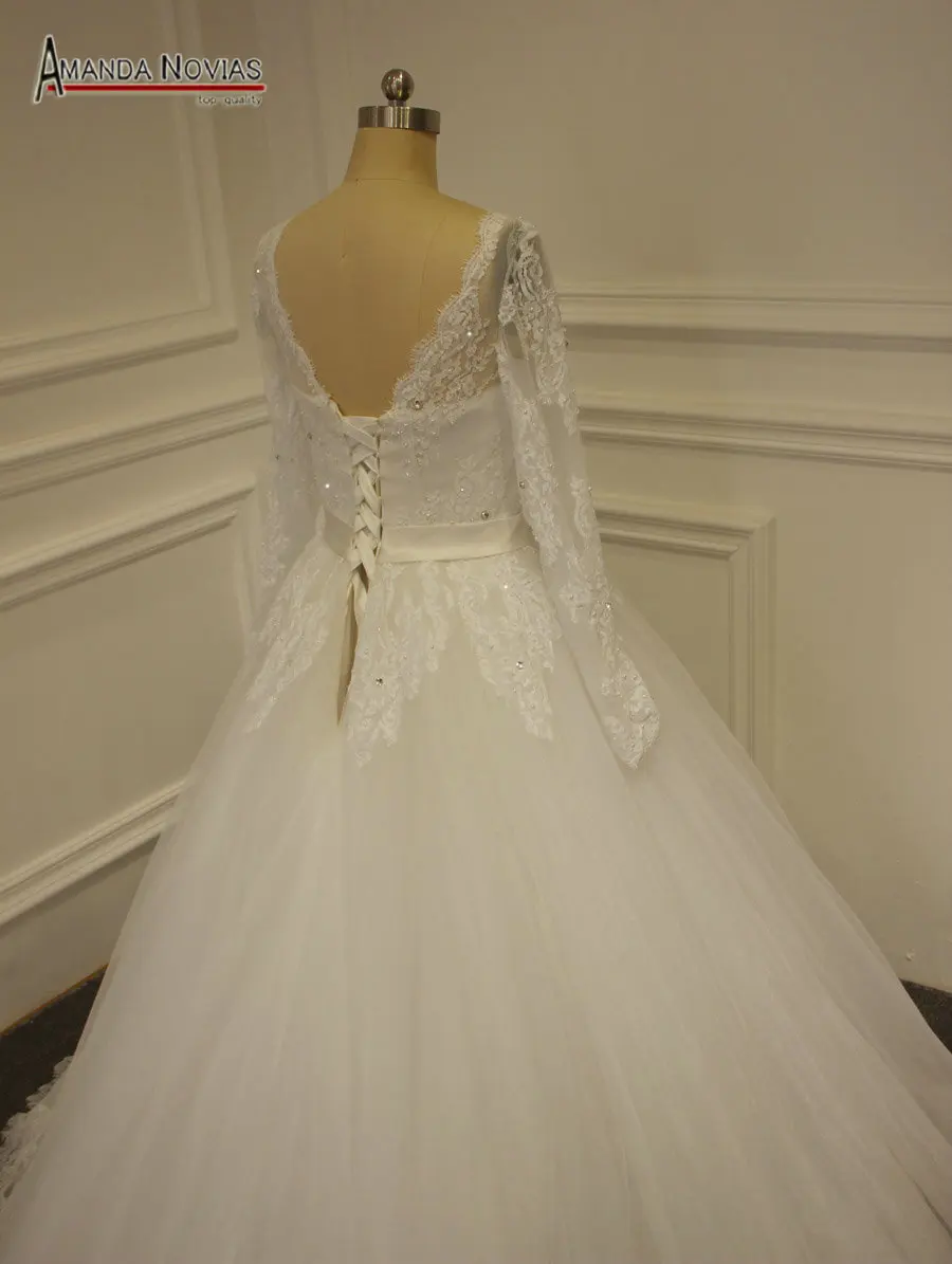 Платье с длинным рукавом и кружевной аппликацией в пол 2019|long sleeve wedding dress|sleeve