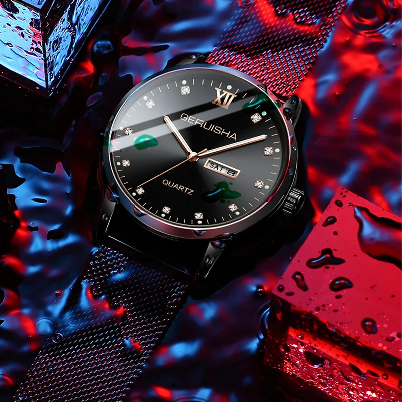 GERUISHA мужские часы Лидирующий бренд Роскошные повседневные кварцевые