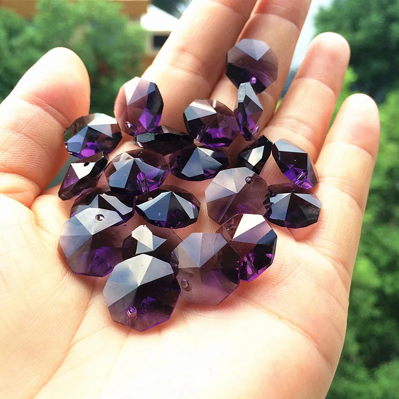 14mm Violet Octagonal Bead Curtain DIY Material Window Car Decorate Accessories Chandelier Crystal Prisms Hanging Pendant Parts | Лампы и