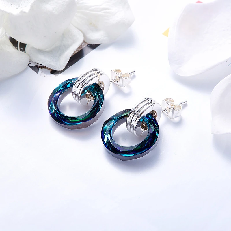 MALANDA Оригинальные круглые серьги с кристаллами Swarovski для женщин модные брендовые
