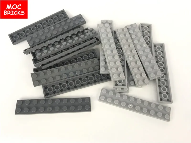 100 шт./лот MOC кирпичи темно серые светло черные белые пластины 2X10 подходят для