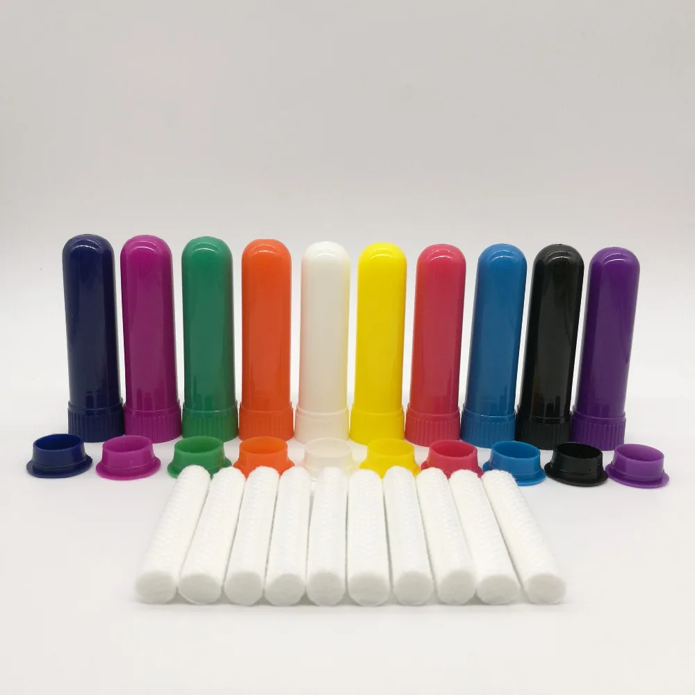 

Free shipping 50 sets/lot Plastic Blank Nasal Inhaler sticks, Essential Oil inhaler tube with high quality cotton wicks