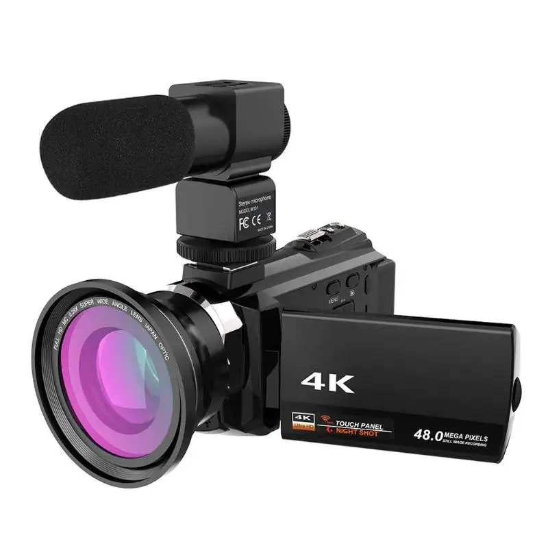 1 шт. WiFi 4K 16X ZOOM Цифровая видеокамера + микрофон широкоугольный объектив видео