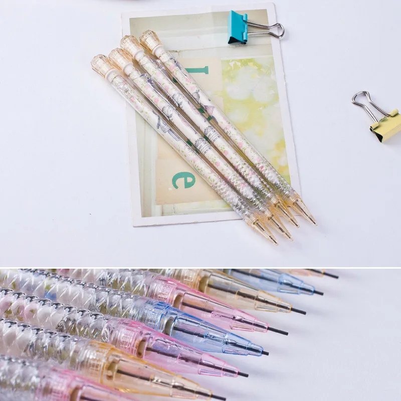 4 pcs/lot Kawaii 0.5mm/0.7mm Plastic Mechanical Pencil Cute Automatic Pens For Kids School Supplies Student 3512 |