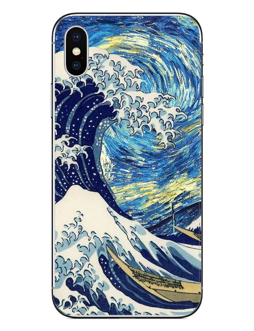 Жесткий чехол для телефона из ПК с надписью The Great Wave off Kanagawa Van Gogh Starry Night IPhone 10 5 6 6S