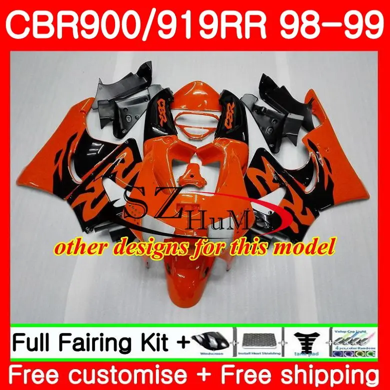 Корпус обтекателя для HONDA CBR синий черный 919RR CBR900 RR 919 900RR 57SH21 CBR900RR CBR919RR 98 99 CBR919 1998