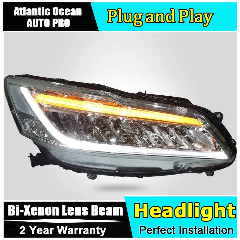 

car Styling LED Head Lamp for Honda Accord led headlights 2016-2017 FOR Accord head light H7 hid Bi-Xenon Lens low beam led drl