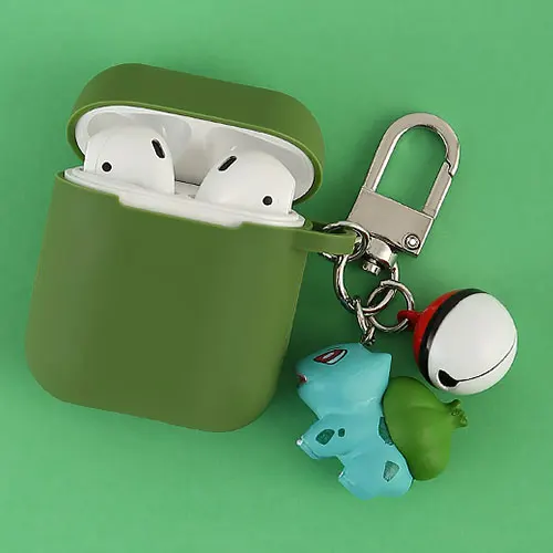 Green Милый японский мультяшный силиконовый чехол для Apple Airpods, чехол, аксессуары, Bluetooth, чехол для наушников, сумка, декоративная крышка, брелок - Цвет: Green