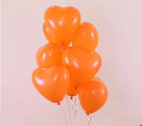 Оранжевый 10 шт./лот, 1,5 г, розовые, белые, красные латексные шары «любовь» в форме сердца, уплотненные латексные жемчужные шары в форме сердца для свадебной вечеринки - Цвет: Оранжевый