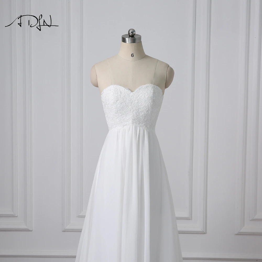 Простое шифоновое свадебное платье ADLN в стиле ампир реальные фотографии Милое