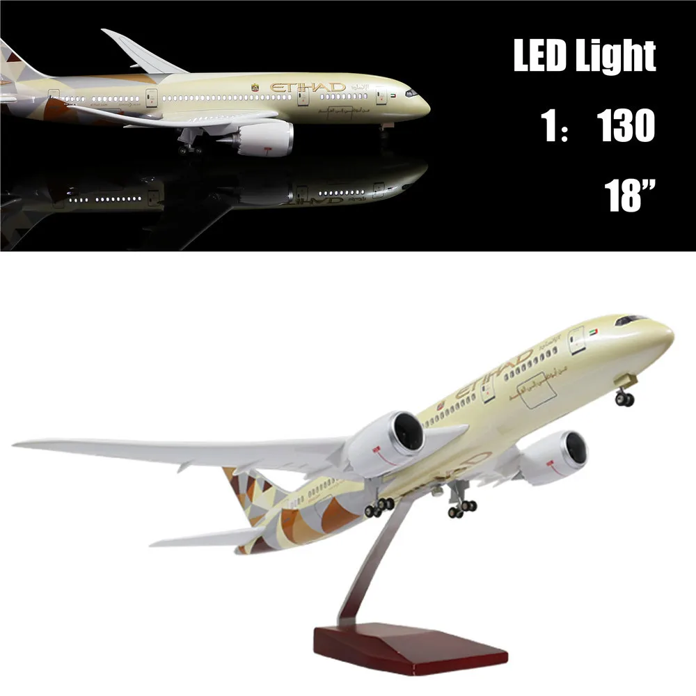 46 см 1: 130 литьевая модель самолета Etihad Boeing 787 со светодиодной подсветкой