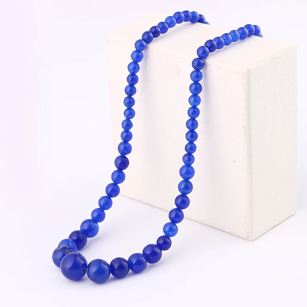 Artilady Blue Color Natural Crystal Stone Pendant Necklace Fashion For Women Jade Bead Chain Jewelry Power Dropshipping |